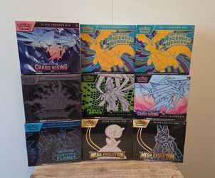 Pokémon ETBs Ascended Heroes Phantasmal Flames Mega Evolution Pitch Black Chaos Rising Pokemon Center