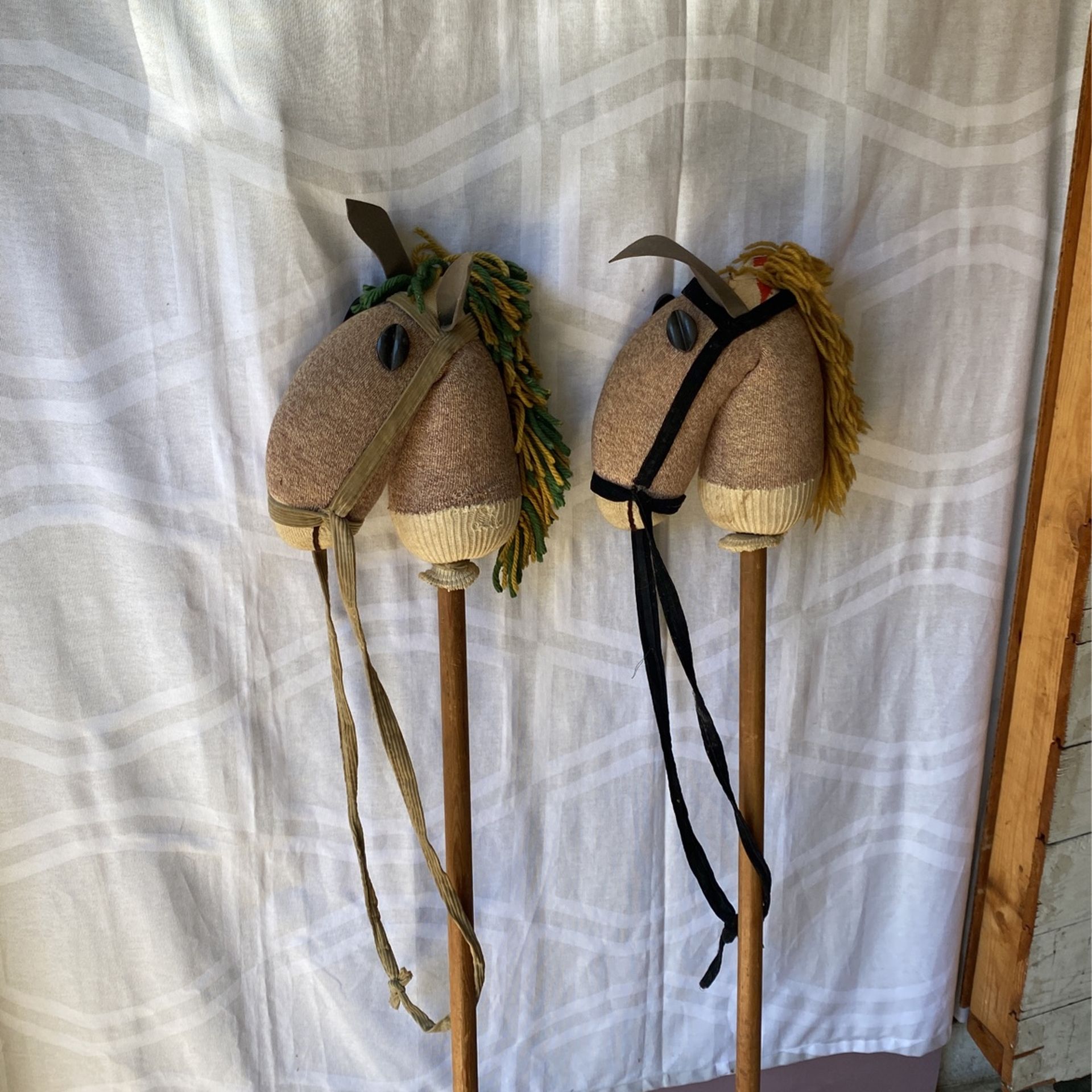 Wooden Stick Hobby Horse Pair 1964