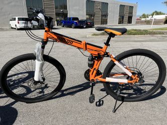 26” double disc front and rear suspension folding mountain bike
