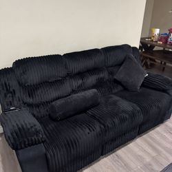 Black Fabric Loveseat Sofa
