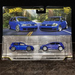 2026 Hot Wheels Premium 2 Pack 2004 Volkswagen Golf R32 and Golf MK7