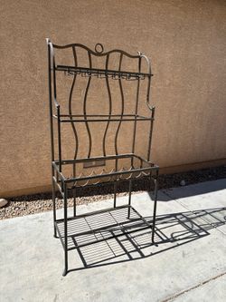 Metal Bakers Rack / Kitchen Storage Shelf with Glass Shelf – 72” Tall