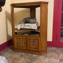 corner wood entertainment cabinet