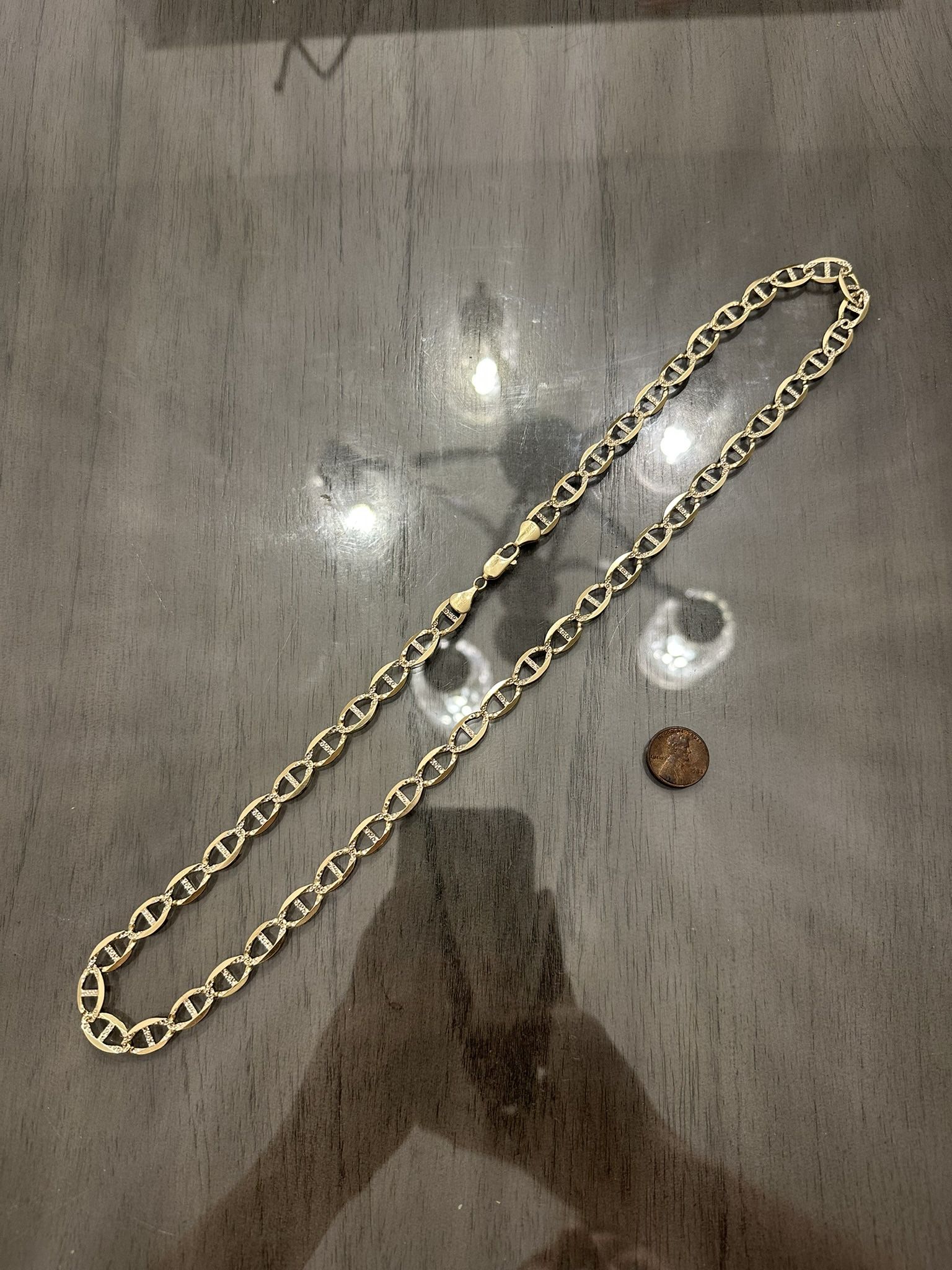 Solid 10k Two-Tone Gold Gucci Mariner Link Chain Necklace 28” Length 12mm Wide