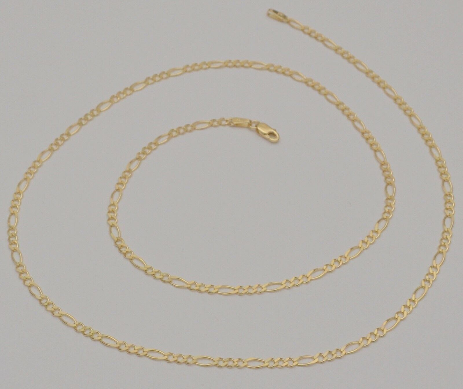 14k Solid Yellow Gold Figaro Link Chain Necklace 20 Inches 5.1 Gr 2.6 mm