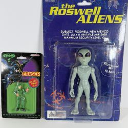 DC Comics The Riddler Eraser and The Rosewell Alien Action Figure! Vintage-New in Box
