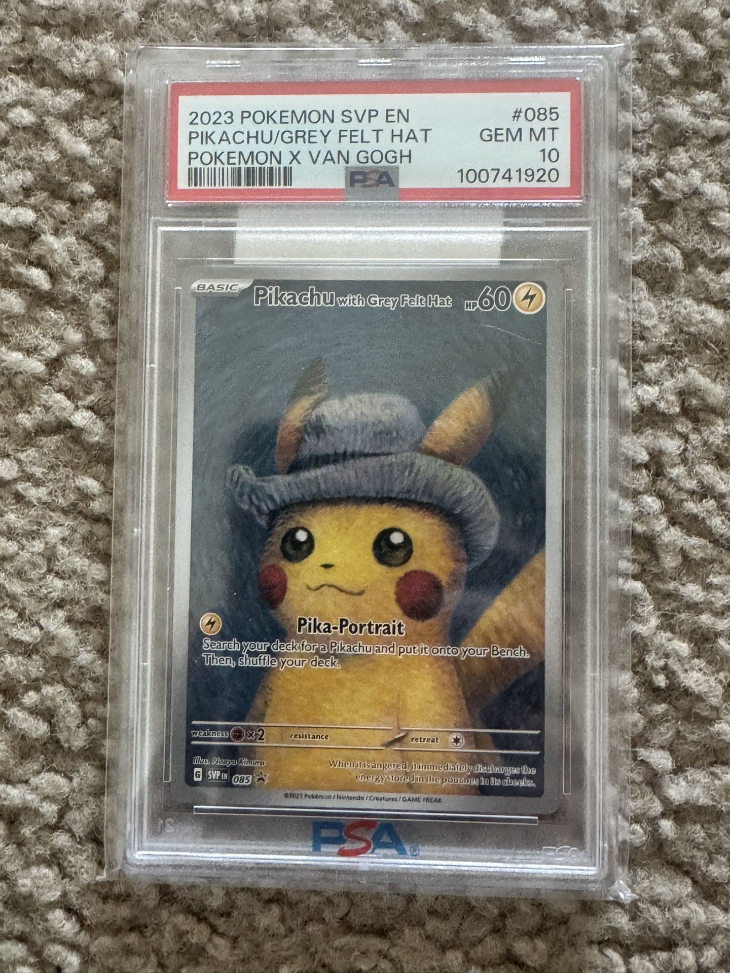 Pikachu With Grey Felt Hat PSA 10, 085