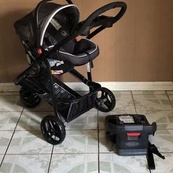 LIKE NEW GRACO SNUGRIDE CLICK CONNECT TRAVEL SYSTEM STROLLER CAR SEAT AND BASE!!!!