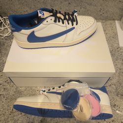 Fragment Design x Travis Scott x Nike Air Jordan 1 Retro Low OG SP Sail Military Blue | Men’s 11