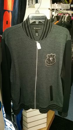 INC Men's Gray and Black Varsity League Jacket Size Large