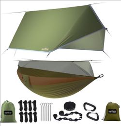 Camping Hammock, Portable Single & Double Hammock with Net, 2 Person Hammock Tent