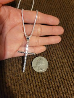 925 Solid Sterling Silver Chain 22" & Cross Pendant for Men Women $124 925 Cadena & Dije Unisex 22"