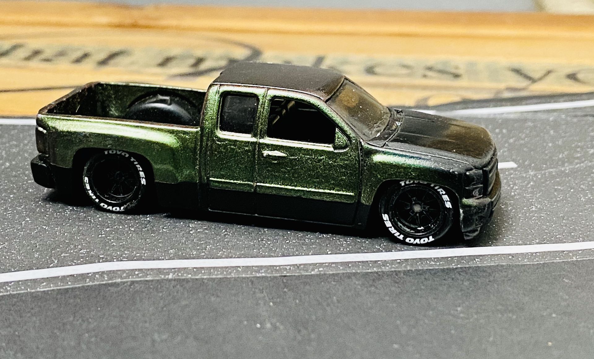Hotwheels custom Chevy Silverado with Rubber Wheels
