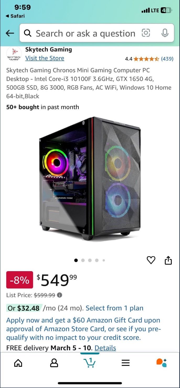 Skytech Gaming Chronos Mini Gaming Computer PC Desktop