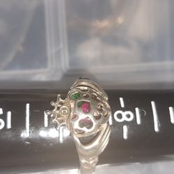 Silver Ring Multi Colored Stones 