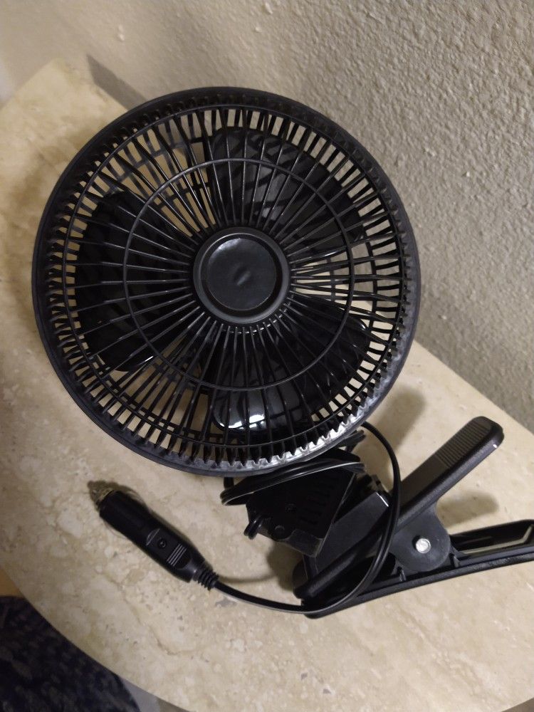 12 Volt 6" CAR Clip-On FAN w/ Cig Plug In