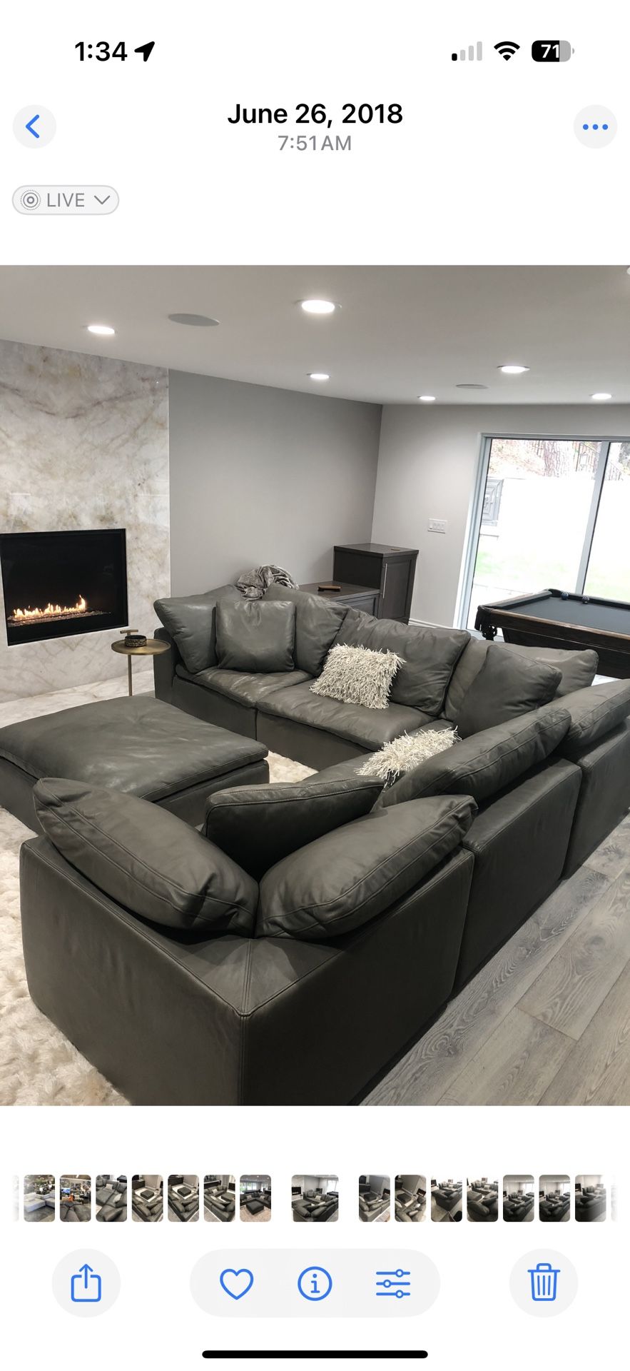 Restoration Hardware Cloud Couch, Leather Gray