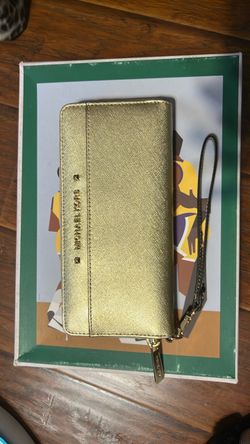 metallic gold Michael Kors Saffiano leather wallet