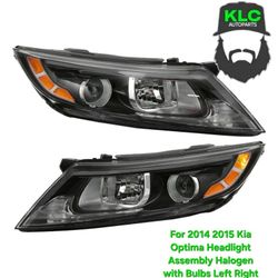 For 2014 2015 Kia Optima Headlight Assembly Halogen with Bulbs Left Right Pair