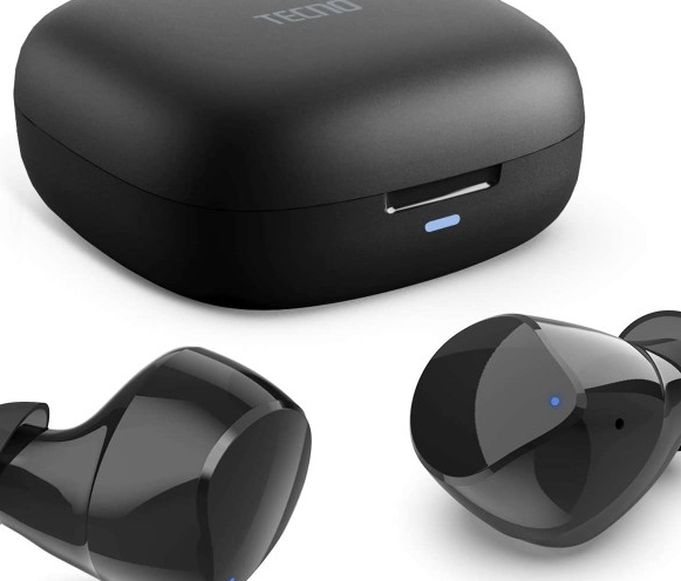 TECNO True Wireless Earbuds Bluetooth Headphones, Bluetooth Earbuds Wireless w/Wireless Charging Case, in Ear Wireless Earphones w/Mic, Bass Sound/Wat