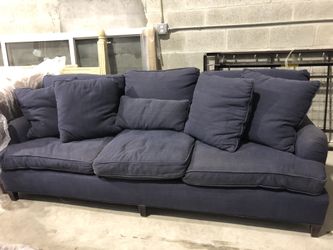 Comfortable quality large down couch navy blue