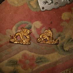 2 Small Very Old Metal Dragons