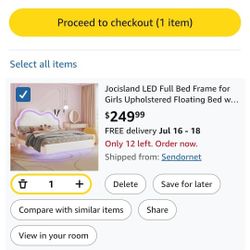 Full Bed Frame for Girls Upholstered Floating