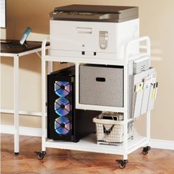 2-Tier Large Under Desk Printer Stand with Storage – White – $50 (Brand New)