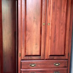 Cherry Armoire Closet With Closing Mirror/side 