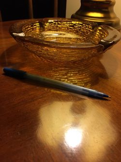 Vintage Amber glass ashtray