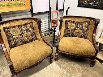 Pair of Vintage French Empire Style Carved Accent Armchairs