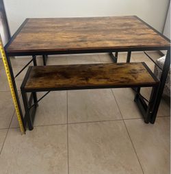 3-Piece Rustic Dining Table Set with 2 Benches