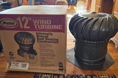 The Master Flow 12 in. Galvanized Steel Wind Turbine Roof Vent (Model GIC12WW) in Weathered Wood