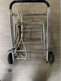 Vintage Folding Metal Light Weight Rolling Utility Cart / Basket