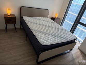 Queen Size Mattress with Bed Frame and nightstands