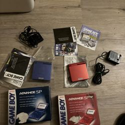 Red And Blue Game boy Advance SP With Box / Papers