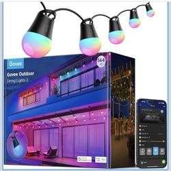 Govee Smart Outdoor String Lights 2, 144ft RGBICW Garden & Patio Lights with 45 Dimmable Warm White LED Bulbs, 47 Scene Modes, IP65 Waterproof & Shatt