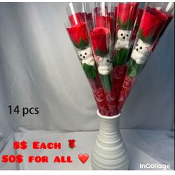 8$ Each 50$ For All  Roses With Bear 