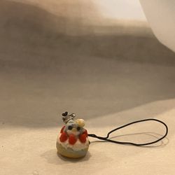 Strawberry Cake With A Penguin On Top Made With Clay