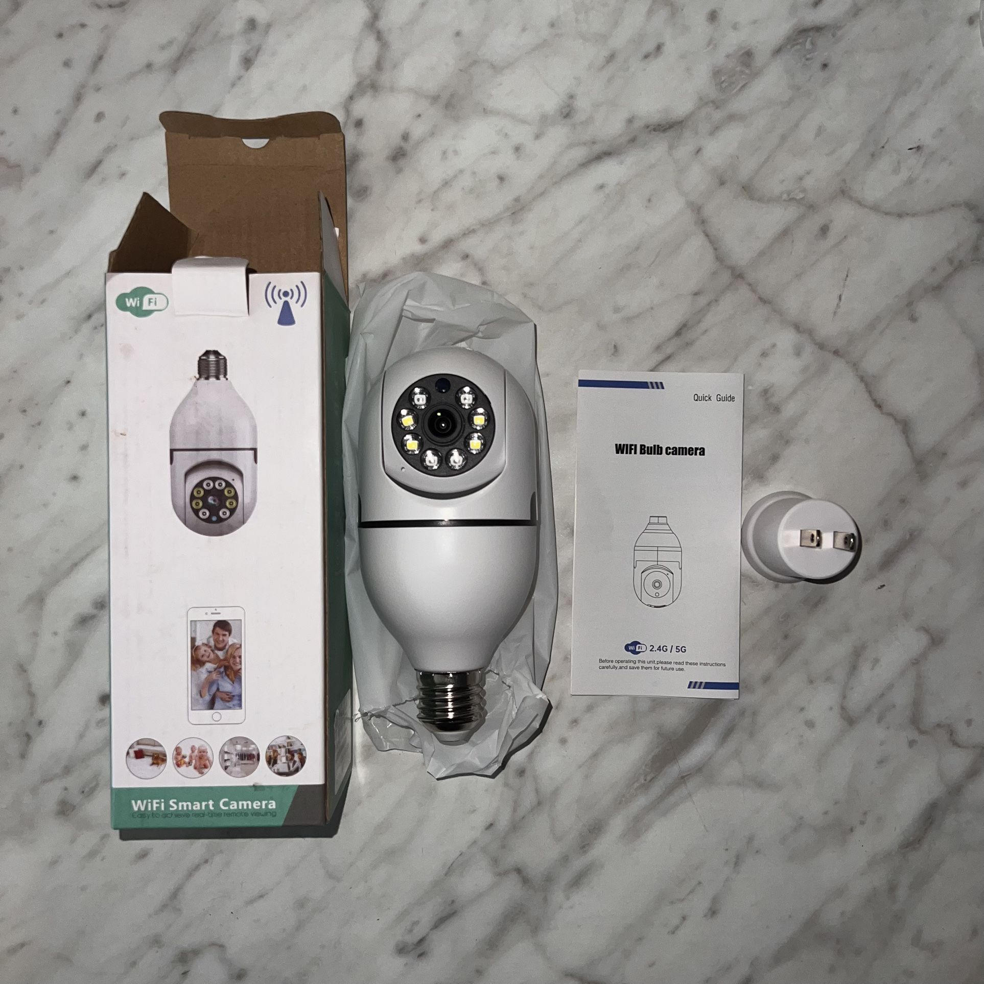 Dual-Light Wireless Bulb Camera, WiFi PTZ, Cloud/TF Storage/ 2-Way Audio