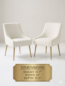 White accent chairs Ivory chairs with gold legs brand new in the box