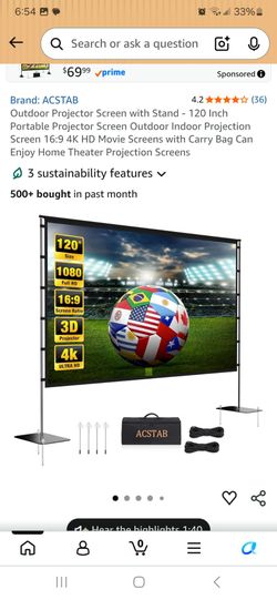 120 inch projector screen with stand new in box pick up in Pomona $60