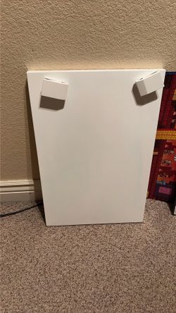 IKEA magnetic white erase board with magnetic clips
