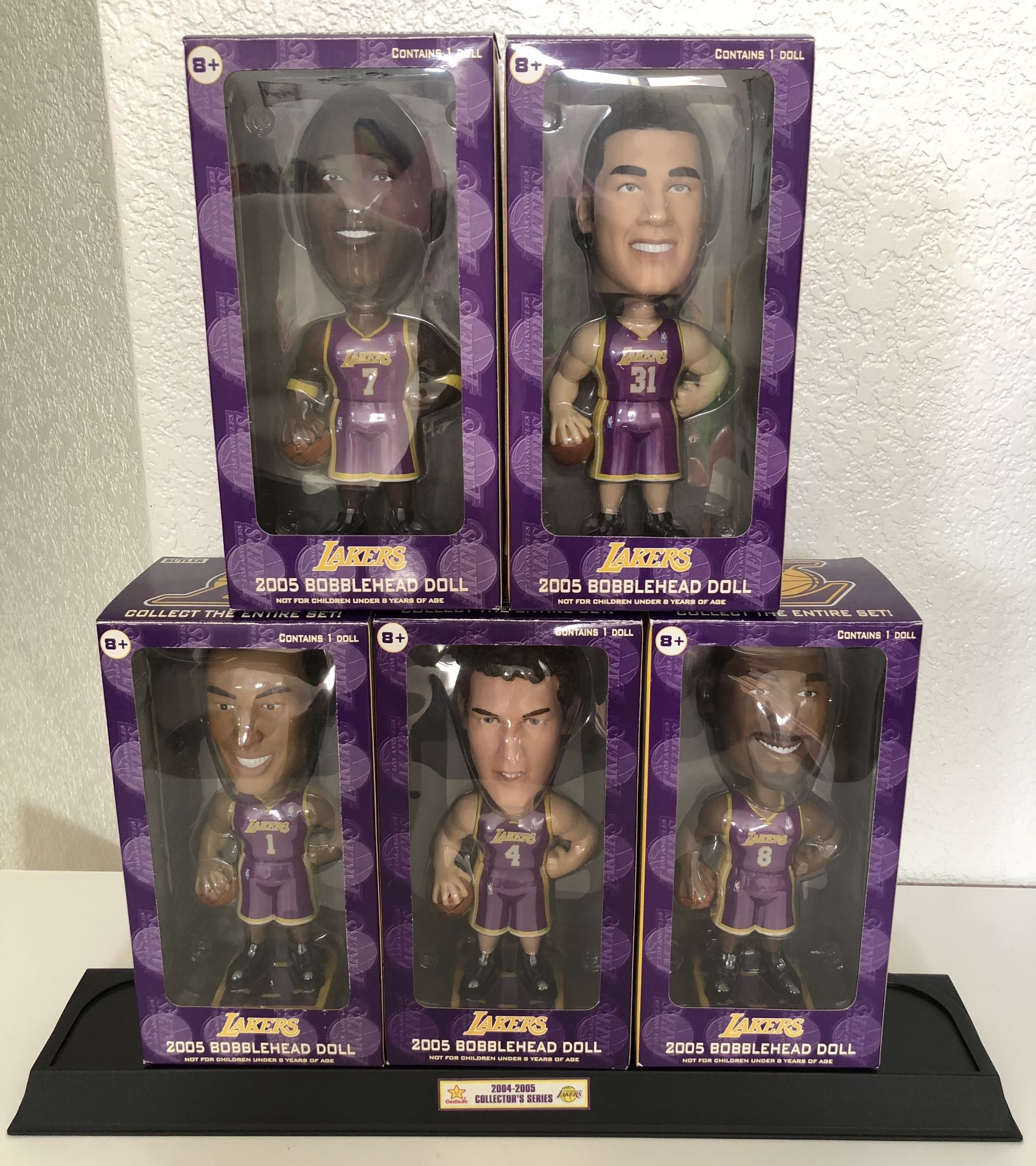 LAKERS 2005 Bobbleheads With Display Stand / Carl’s Jr. Bobbleheads / Includes Kobe ($125 For Set)