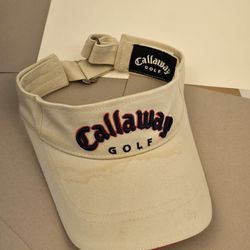 Callaway Golf Khaki Adjustable Visor Embroidered Logo Cotton