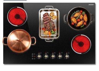 Electric Cooktop 30 Inch Knob Control, 8400W High Power Built-in 5 Burners 30" Electric Stove, Timer, Safety Lock, Dual Ring, Cut-out Size: 29.13"x19.