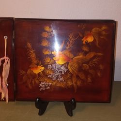 Beautiful Vintage Hand Painted Enamel on Wood Scrapbook Signed by Artist