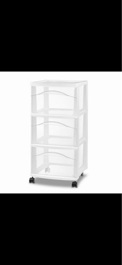 3 Drawer Medium Cart White - Brightroom™: Plastic Storage Drawers, Portable Utility with Casters, No Assembly Required