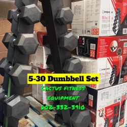 NEW 5-30 LB Dumbbell Set + Dumbbell Rack