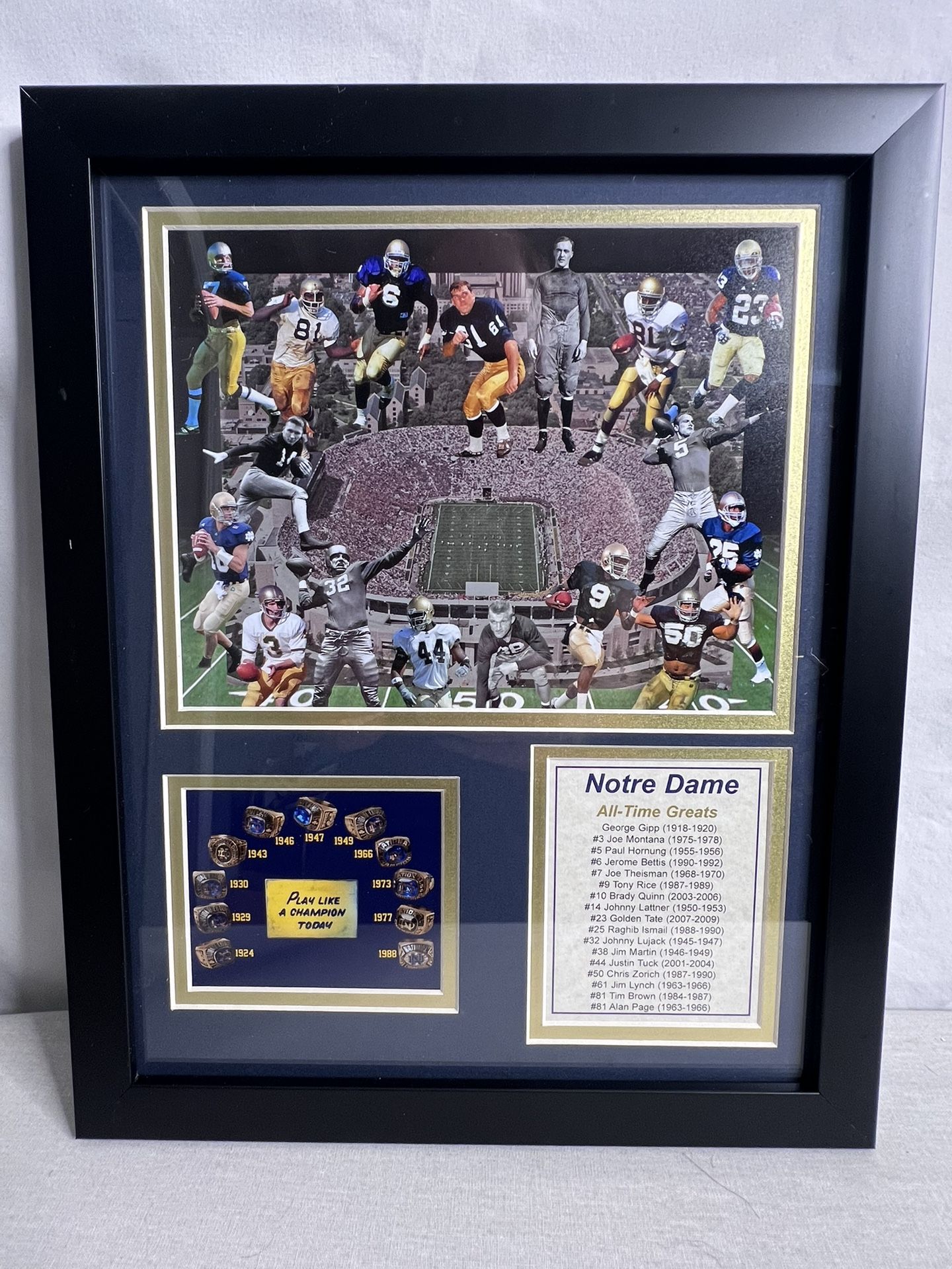 Notre Dame All-Time Greats Framed Collage